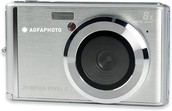 AGFA Photo Realishot DC5200 - Kompaktes Digitalkamera, 21MP, 2,4” LCD-Bildschirm, 8X Digitalzoom, HD 720p Video, Lithiumbatterie, SD-Karten, Szenenmodi - Silber