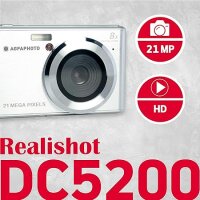 AGFA Photo Realishot DC5200 - Kompaktes Digitalkamera, 21MP, 2,4” LCD-Bildschirm, 8X Digitalzoom, HD 720p Video, Lithiumbatterie, SD-Karten, Szenenmodi - Silber