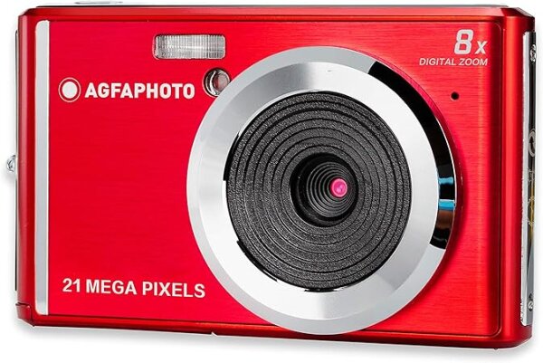 AGFA Photo Realishot DC5200 - Kompaktes Digitalkamera, 21MP, 2,4” LCD-Bildschirm, 8X Digitalzoom, HD 720p Video, Lithiumbatterie, SD-Karten, Szenenmodi - Rot