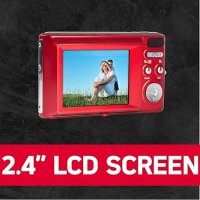 AGFA Photo Realishot DC5200 - Kompaktes Digitalkamera, 21MP, 2,4” LCD-Bildschirm, 8X Digitalzoom, HD 720p Video, Lithiumbatterie, SD-Karten, Szenenmodi - Rot