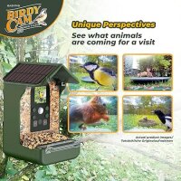 EASYPIX BirdyCam Futterhaus mit Kamera, Solarenergie, Automatische HD-Video- und Fotoaufnahmen von Vögeln, Futterspender für Garten