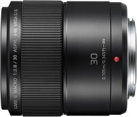 Panasonic H-HS030E LUMIX G Makro 30 mm F2.8 ASPH.Objektiv (O.I.S. Bildstabilisator, Bildwinkel 40°, Filtergröße 46 mm) schwarz
