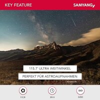 Samyang MF 14mm F2,8 MK2 Sony E – Weitwinkel Objektiv manueller Fokus für Vollformat und APS-C Festbrennweite Sony E Mount, 2. Generation A6300, A7 III, A7R III, A6400, A7R IV, A6100, A6600, A9 II