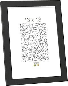 Deknudt Frames S44CF2-13.0X18.0 Bilderrahmen, Holz/MDF, Schlichter Stil, schmal, 21 x 16 x 1,33 cm, Schwarz