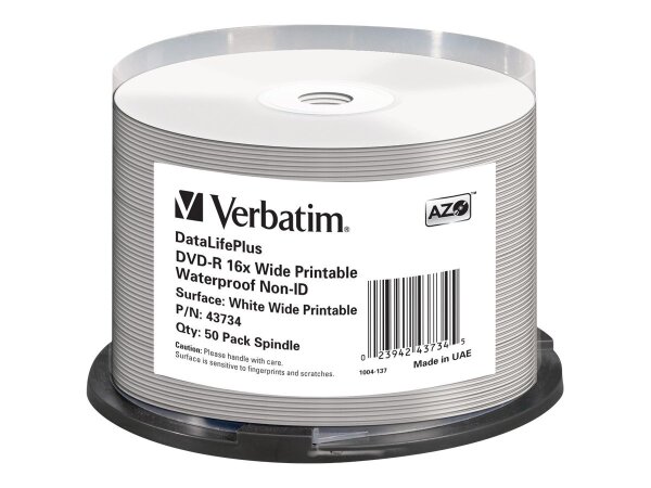 1x50 Verbatim DVD-R 4,7GB 16x Wide glossy waterproof print