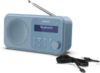 SHARP DR-P420(BL) Tragbares DAB+ Radio mit Bluetooth 5.0, DAB+/FM, USB- oder Batteriebetrieb, Dual-Wecker