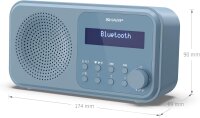 SHARP DR-P420(BL) Tragbares DAB+ Radio mit Bluetooth 5.0, DAB+/FM, USB- oder Batteriebetrieb, Dual-Wecker