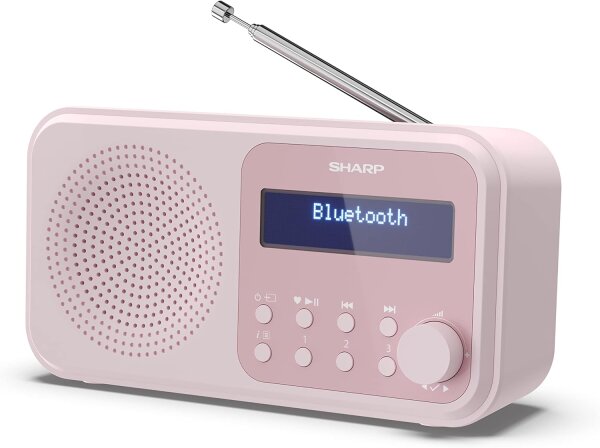SHARP DR-P420(PK) Tragbares DAB+ Radio mit Bluetooth 5.0, DAB+/FM pink