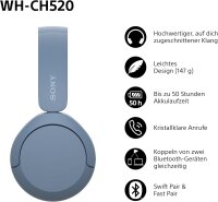 Sony WH-CH520 Kabellose Bluetooth-Kopfhörer, blau