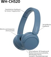 Sony WH-CH520 Kabellose Bluetooth-Kopfhörer, blau
