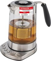 ProfiCook® Glas-Wasserkocher | 1,7 Liter | Glas-/Edelstahlgehäuse | 70° C bis 100° C