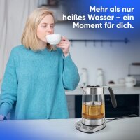 ProfiCook® Glas-Wasserkocher | 1,7 Liter | Glas-/Edelstahlgehäuse | 70° C bis 100° C