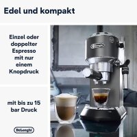 DeLonghi Dedica Style EC 685.B – Espresso Siebträgermaschine, Espressomaschine mit professionellem Milchaufschäumer, nur 15 cm breit, für Kaffeepulver oder ESE Pads, 1 l Wassertank, schwarz