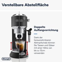 DeLonghi Dedica Style EC 685.B – Espresso Siebträgermaschine, Espressomaschine mit professionellem Milchaufschäumer, nur 15 cm breit, für Kaffeepulver oder ESE Pads, 1 l Wassertank, schwarz