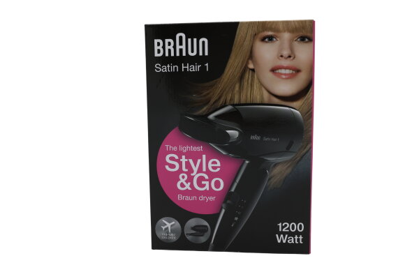 Braun Satin Hair 1 HD130, Style&Go, Haartrockner schwarz