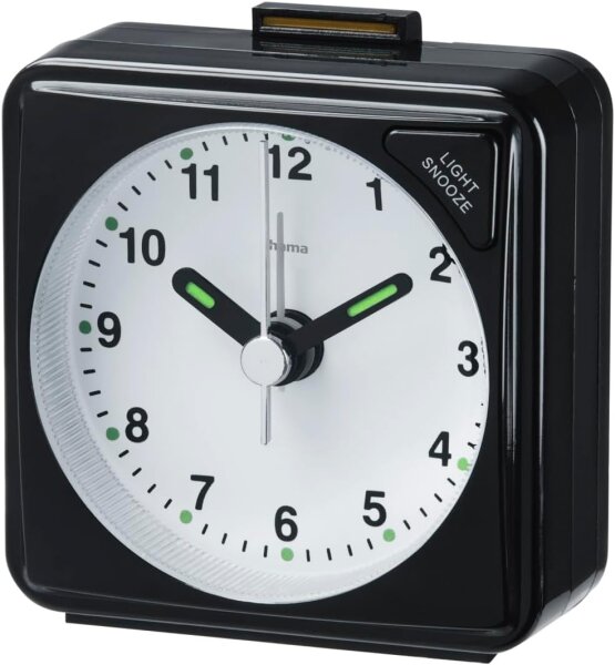 Hama Reisewecker A50, schwarz Zeiger fluoreszierend     186329