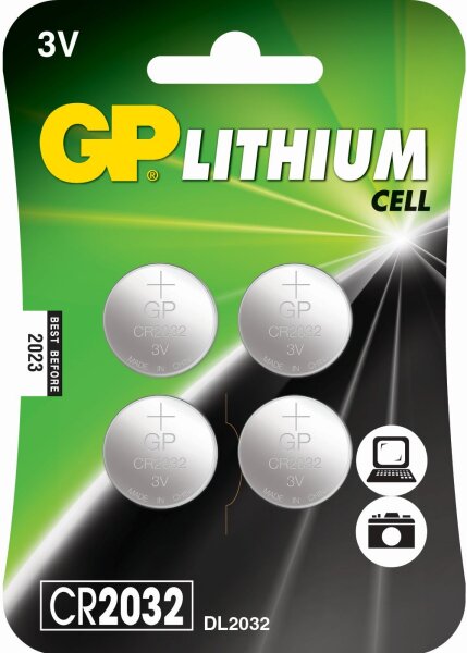 GP Lithium Knopfzelle CR2032 3V 4er Blister