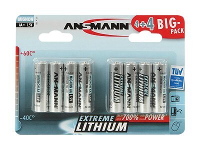 4+4 Ansmann Extreme Lithium AA Mignon LR 6 Big Pack
