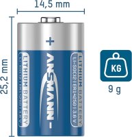 Ansmann Akku Lithium-Thionylchlorid 3,6V ER14250 1/2AA   1522-0037-1