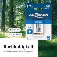 1x2 Ansmann NiMH Akku 2850 Mignon AA 2650 mAh DIGITAL