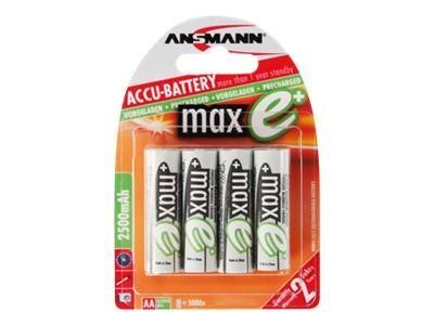 1x4 Ansmann maxE NiMH Akku 2500 Mignon AA 2400 mAh