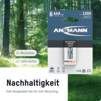 1x2 Ansmann NiMH Akku 1000 Micro AAA 950 mAh