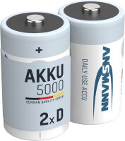 1x2 Ansmann maxE NiMH Akku Mono D 5000 mAh          5030922