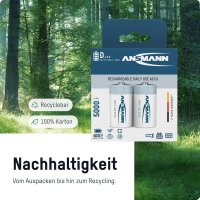 1x2 Ansmann maxE NiMH Akku Mono D 5000 mAh          5030922
