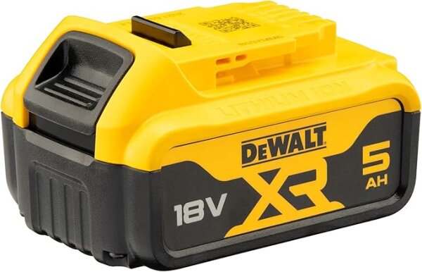 DEWALT Ersatzakku (18 Volt, 5,0 Ah Li-Ion, kompatibel mit Allen 18 Volt XR Akku-Maschinen von DEWALT, mit Ladezustandsanzeige, kein Memory-Effekt und Selbstentladung) DCB184