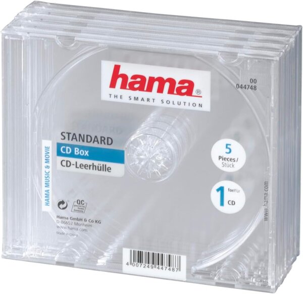 1x5 Hama CD-Box transparent Jewel-Case                 44748