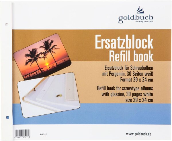 Goldbuch Ersatzblock       29x24 30 Seiten weiß + Schrauben 83075