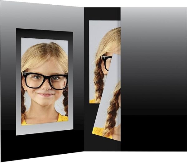 1x100 Daiber Passbildmappen schwarz/silber 3,6x5cm