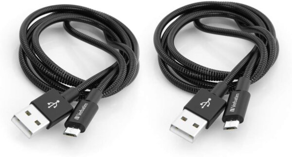 1x2 Verbatim Micro USB Kable Sync & Charge 100cm black  48874