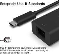 Belkin USB-C auf 2,5GB Ethernet- Adapter, schwarz      INC012btBK