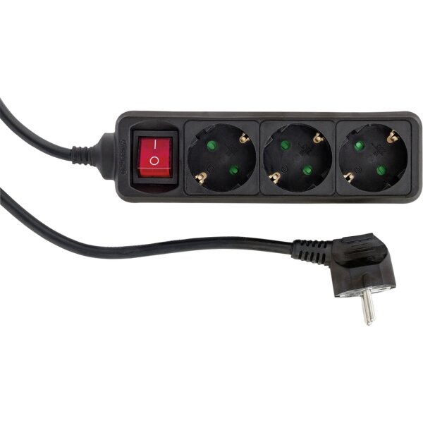 REV Tischsteckdose 3-fach 1,4 m schwarz mit Schalter