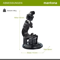 mantona Saugnapfhalterung XL 1/4Zoll + GoPro Mount
