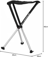 Walkstool - Modell Comfort - Schwarz und Silber - 3-Beiniger Klapphocker aus Aluminium - Sitzhöhe 65 cm - Klapphocker Faltbar, Belastbar mit 250 kg - Hergestellt in Schweden