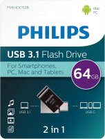 Philips 2 in 1 OTG          64GB USB 3.1 + USB C Midnight...