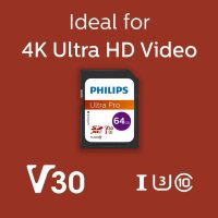 Philips SDXC Card           64GB Class 10 UHS-I U3 V30 A1