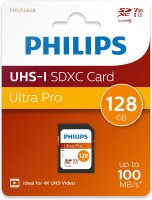 Philips SDXC Card          128GB Class 10 UHS-I U3 V30 A1