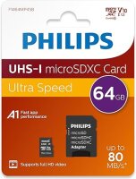 Philips MicroSDXC Card      64GB Class 10 UHS-I U1 incl. Adapter