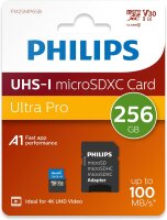 Philips MicroSDXC Card     256GB Class 10 UHS-I U3 incl....