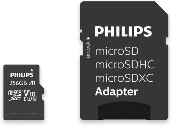 Philips MicroSDXC Card     256GB Class 10 UHS-I U1 incl. Adapter