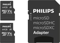 Philips MicroSDXC 2-Pack    64GB Class 10 UHS-I U1 incl. Adapter