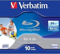 1x10 Verbatim BD-R Blu-Ray 50GB 6x Speed printable Jewel...
