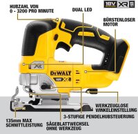 DeWalt DCS334NT-XJ Akku-Pendelhub-Stichsäge