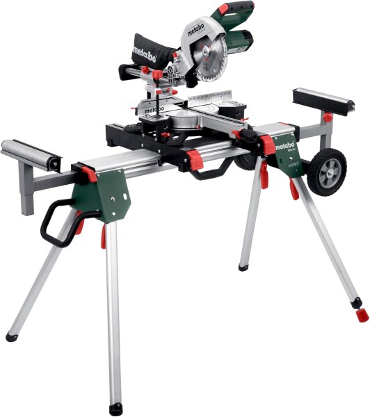 metabo Kappsäge KGS 216 M - 1200 W - Mit Zugfunktion, Präzisionsschnitt, LED-Schattenlinie, robustes Aluminiumdesign - Ideal für Holz- und Metallarbeiten - Inkl. Maschinenständer KSU 251 und Zubehör