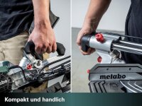 metabo Kappsäge KGS 216 M - 1200 W - Mit Zugfunktion, Präzisionsschnitt, LED-Schattenlinie, robustes Aluminiumdesign - Ideal für Holz- und Metallarbeiten - Inkl. Maschinenständer KSU 251 und Zubehör