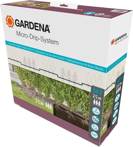 Gardena MDS Tropfbewässerung Set Hecke/Sträucher (25 m)