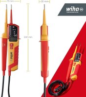 Wiha Spannungs- und Durchgangsprüfer 0,5 - 1.000 V AC, CAT IV inkl. 2x AAA-Batterien I Photovoltaik-tauglich I LED-Anzeige (45217)